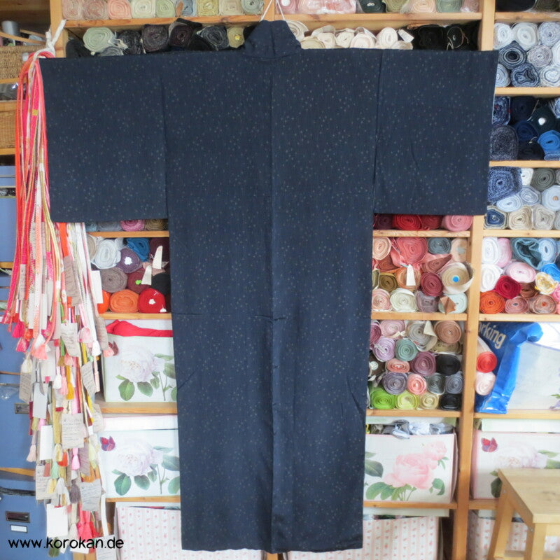 Tatewaku Wellenstreifen und Sternenhimmel Seiden Komon Kimono