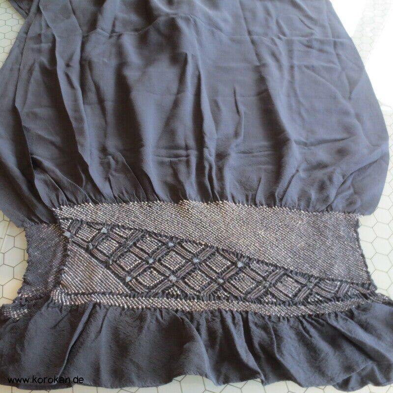 Diagonales Gitter Shibori Heko Obi - Chirimen Crepe