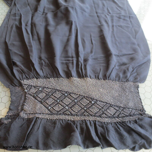 Diagonales Gitter Shibori Heko Obi - Chirimen Crepe