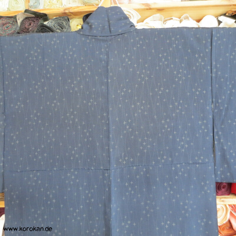 Tatewaku Wellenstreifen und Sternenhimmel Seiden Komon Kimono