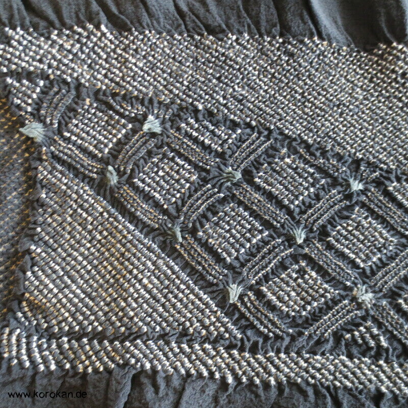 Diagonales Gitter Shibori Heko Obi - Chirimen Crepe