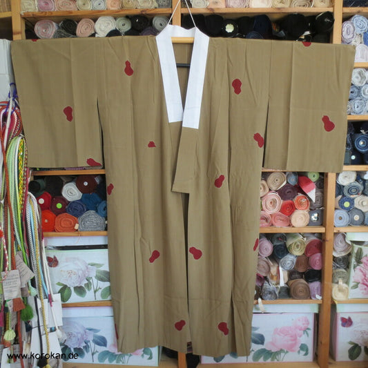 Shibori Kalebassen auf khaki Seide Juban Unterkimono