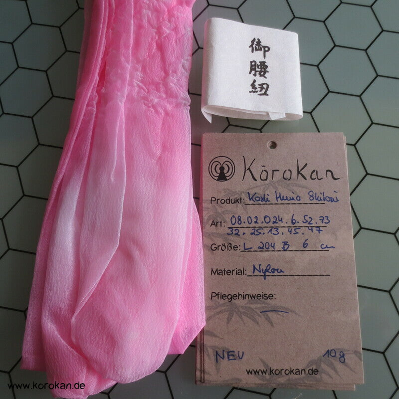 rosa Farbverlauf Shibori Koshi Himo, neu mit Banderole