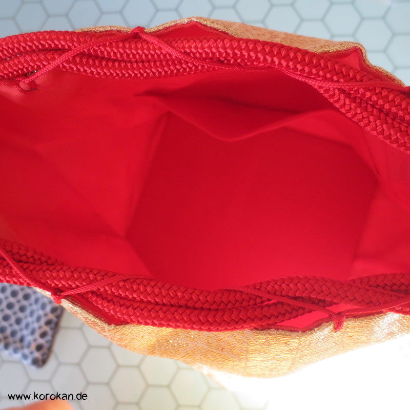 Kinchaku Zugbeutel - Tasche aus Brokat, goldglänzend