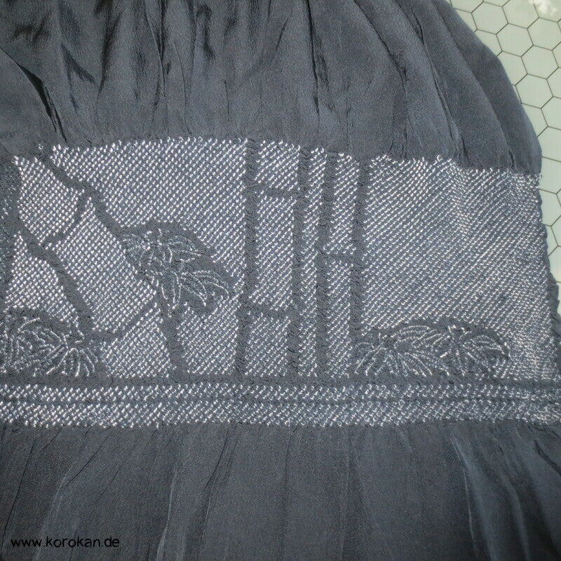 Bambuswald Shibori Heko Obi - Chirimen Crepe