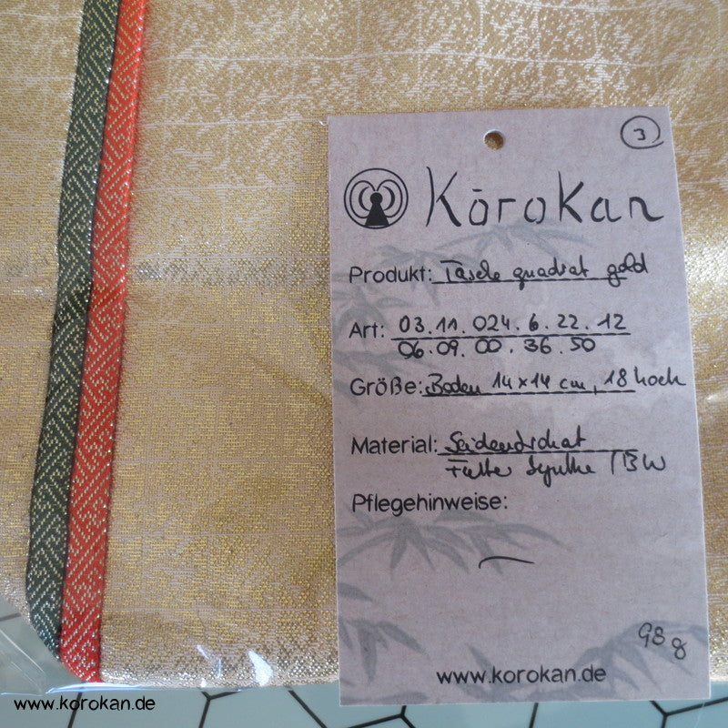 Kinchaku Zugbeutel - Tasche aus Brokat, goldglänzend