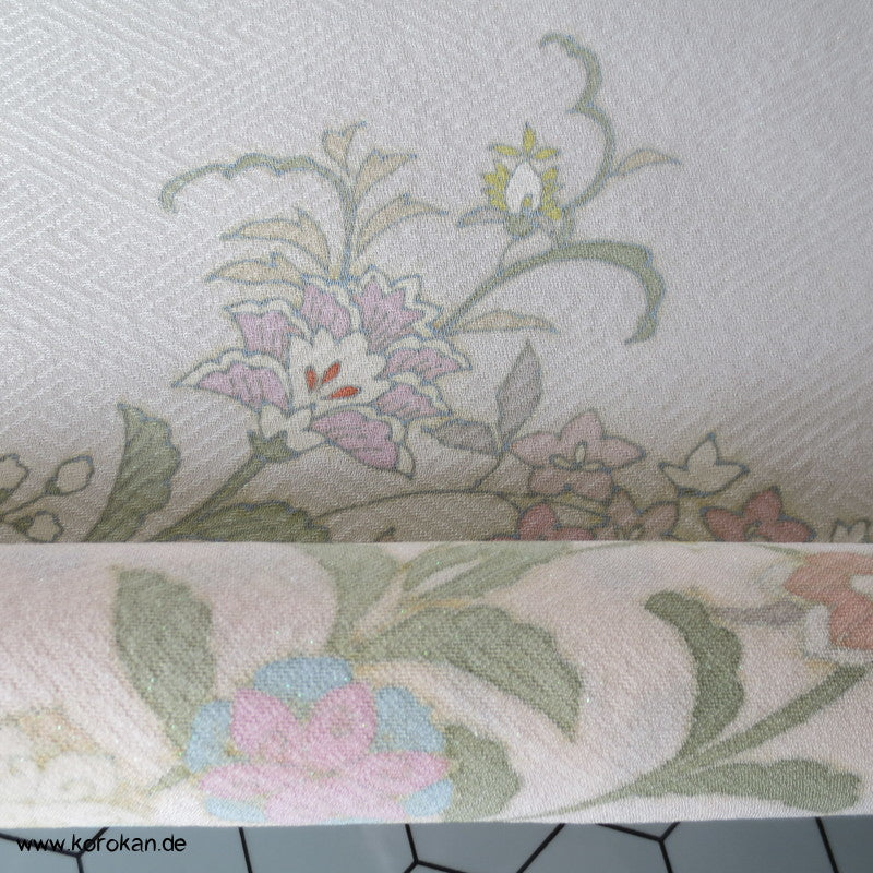 indisches Blumenmuster Bingata Tanmono, eingewebter Lurex