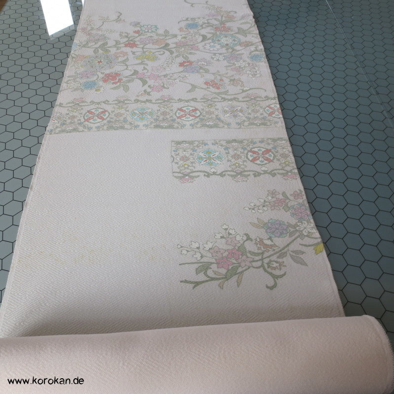 indisches Blumenmuster Bingata Tanmono, eingewebter Lurex