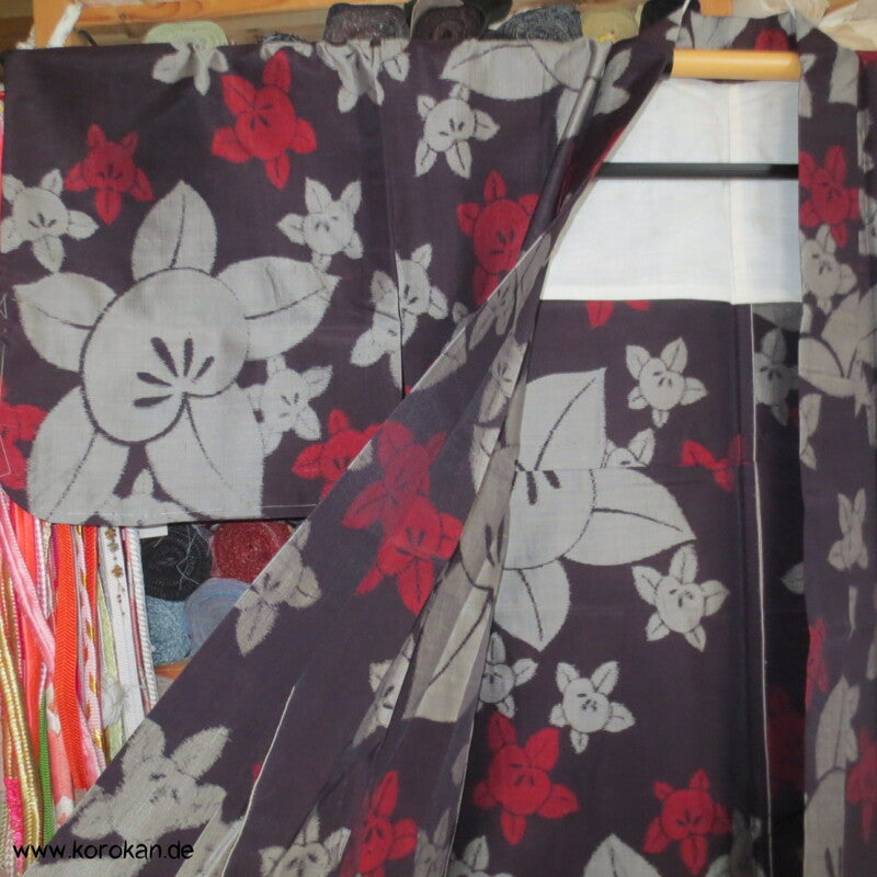 Tachibana Kasuri Hitoe Meisen Seiden Kimono