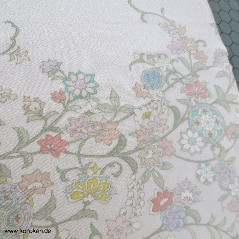 indisches Blumenmuster Bingata Tanmono, eingewebter Lurex