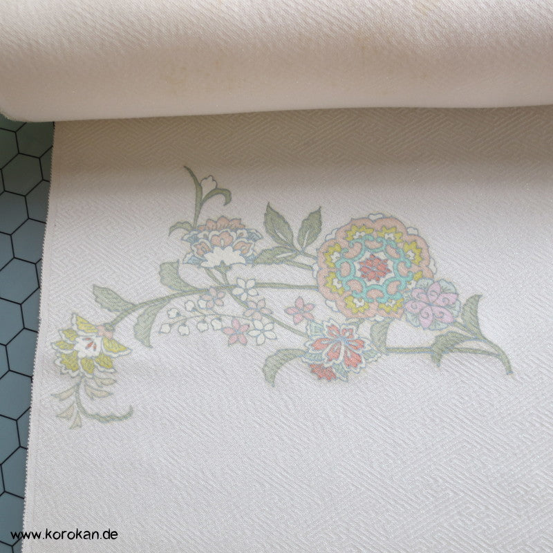 indisches Blumenmuster Bingata Tanmono, eingewebter Lurex