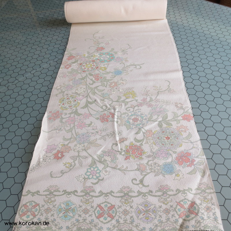 indisches Blumenmuster Bingata Tanmono, eingewebter Lurex