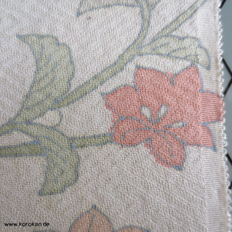 indisches Blumenmuster Bingata Tanmono, eingewebter Lurex