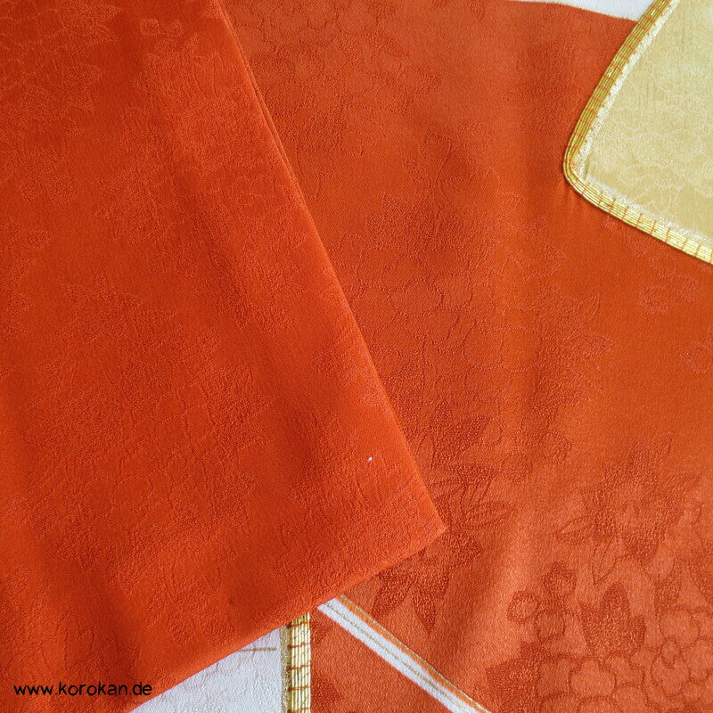 Furisode Kimono japanischer Fächer Golddruck - und stickerei Seidendamast