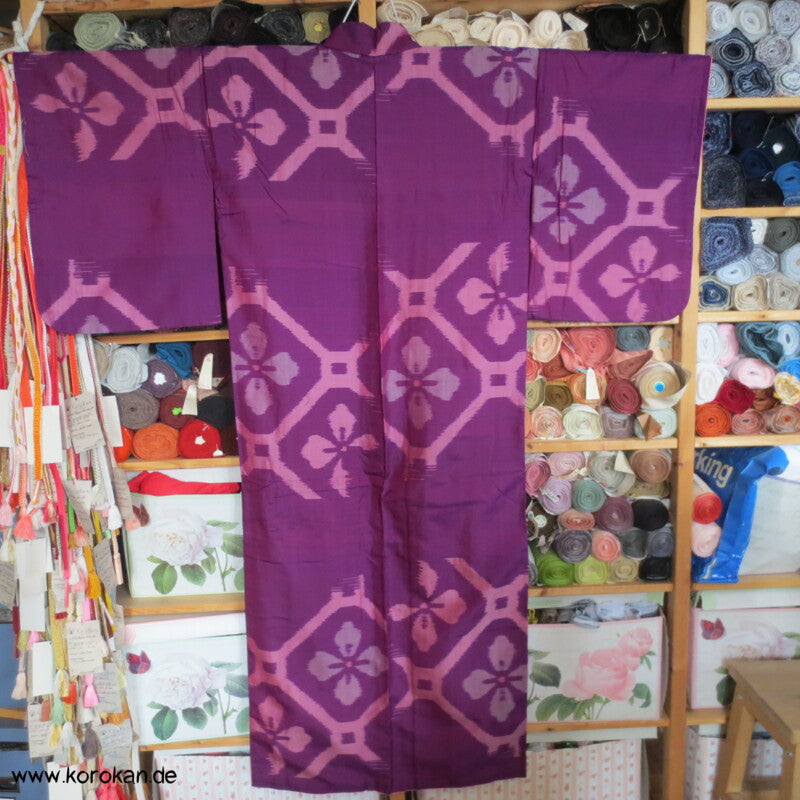Japan Art Deco riesiges Kikko Meisen Seiden Kimono