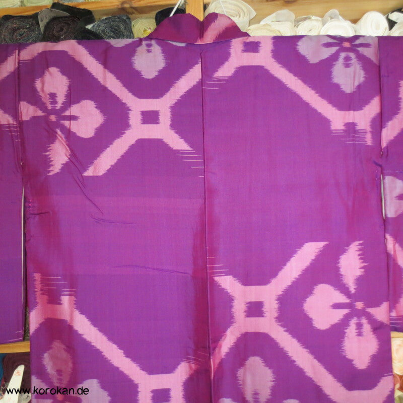 Japan Art Deco riesiges Kikko Meisen Seiden Kimono