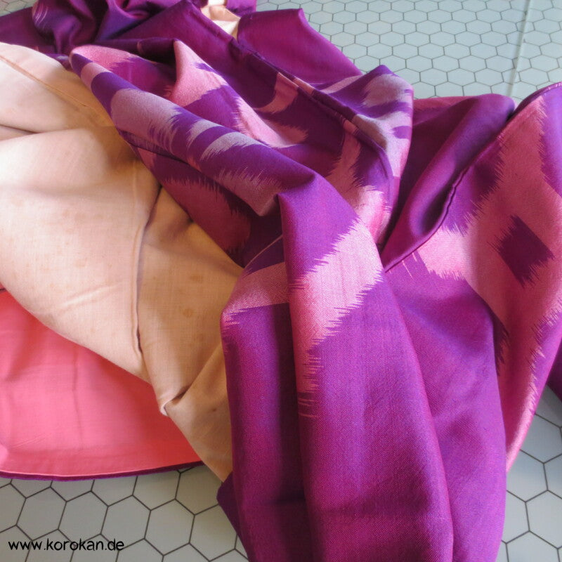 Japan Art Deco riesiges Kikko Meisen Seiden Kimono
