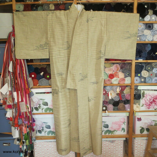 Landschafts Tsumugi Jacquard Hitoe Kimono
