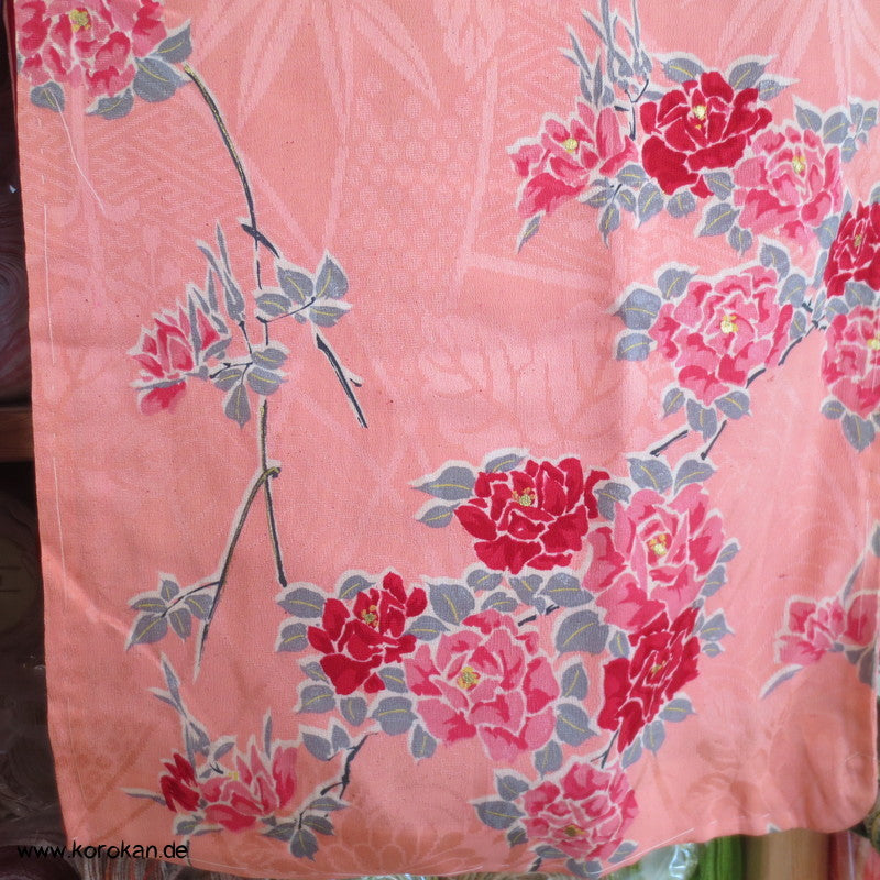 1950'er oder früher Rosen mit Goldakzenten Seidendamast Komon Kimono