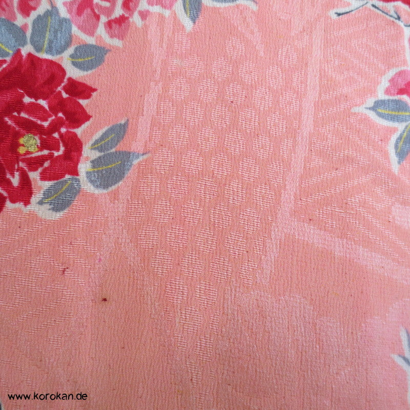 1950'er oder früher Rosen mit Goldakzenten Seidendamast Komon Kimono