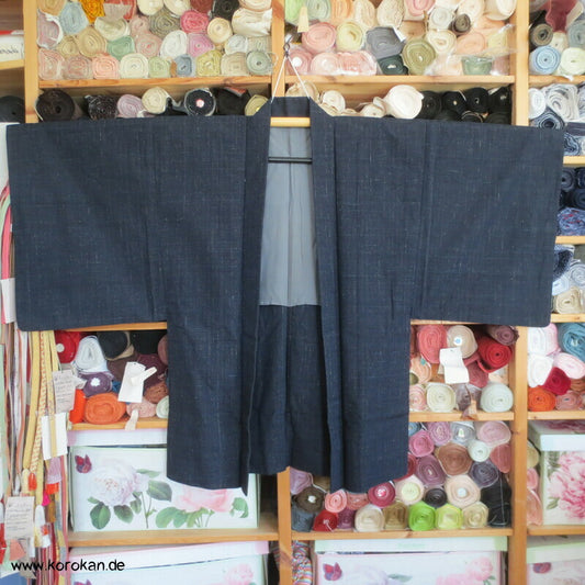 grobe Tsumugi Seiden Haori Männer Kimono Jacke, teilgefüttert