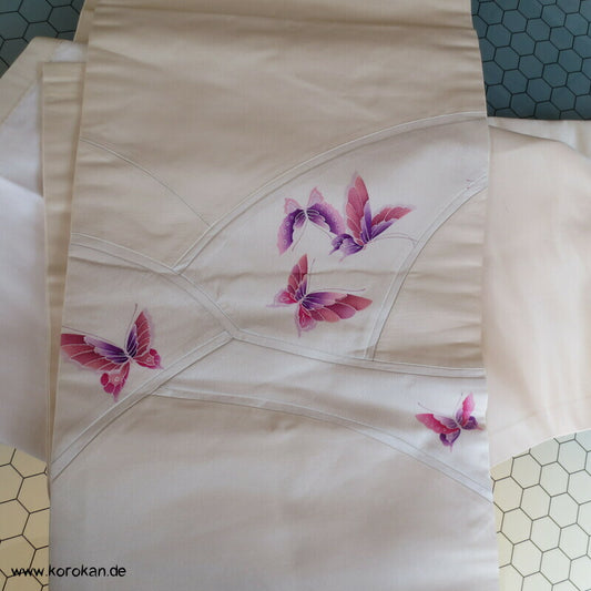 Schmetterlinge, in Kurven eingepatcht, Fukuro Obi Seidensatin Kimonogürtel