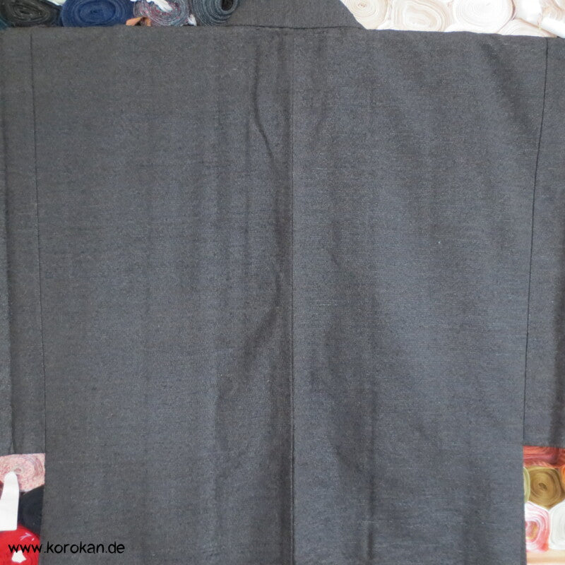 japanische dunkelmelierte Tsumugi Seiden Haori Männer Kimono Jacke, Bilder im Futter