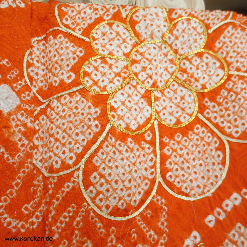 Full Shibori riesige Fächer, teils Goldstickerei Furisode Seiden Kimono