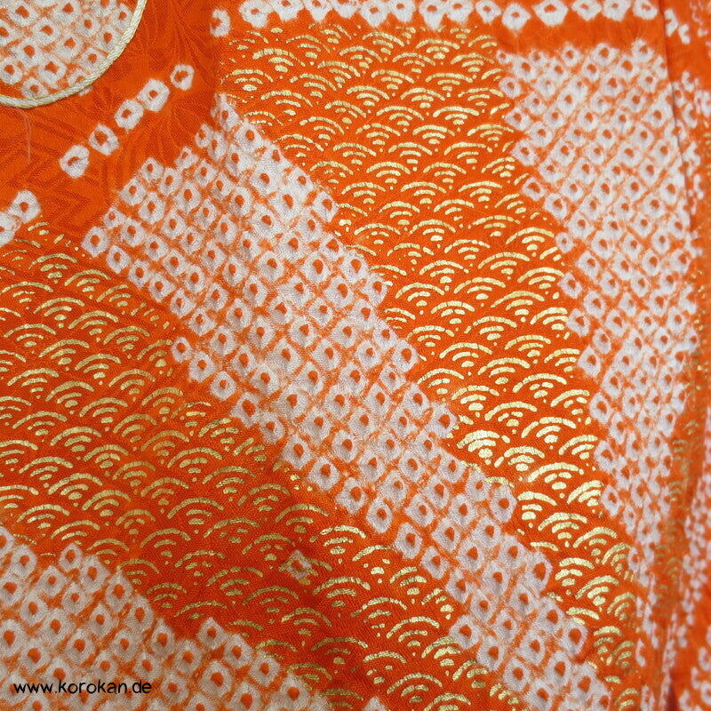 Full Shibori riesige Fächer, teils Goldstickerei Furisode Seiden Kimono