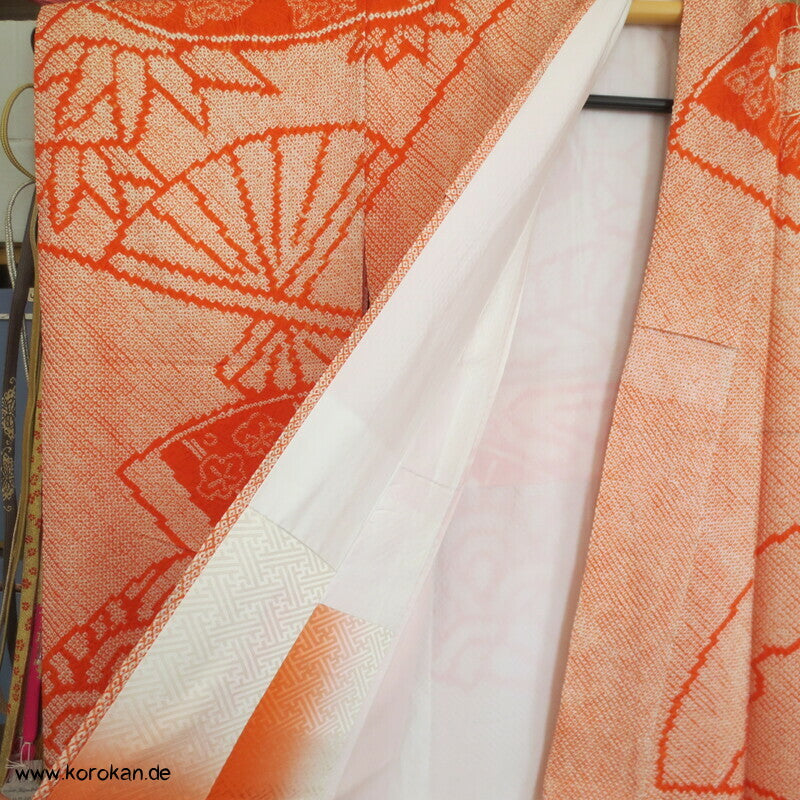 Full Shibori riesige Fächer, teils Goldstickerei Furisode Seiden Kimono