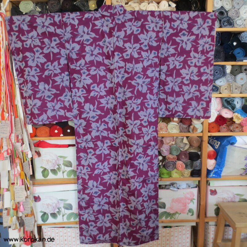 Japan Art Deco Katleya Orchideen Meisen Seiden Kimono