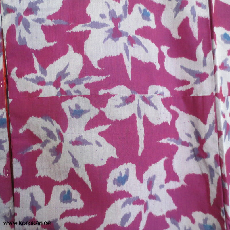 Japan Art Deco Katleya Orchideen Meisen Seiden Kimono