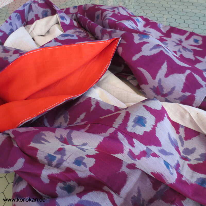 Japan Art Deco Katleya Orchideen Meisen Seiden Kimono