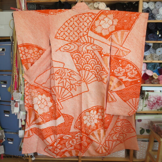 Full Shibori riesige Fächer, teils Goldstickerei Furisode Seiden Kimono