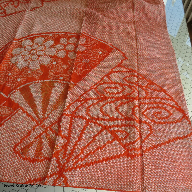 Full Shibori riesige Fächer, teils Goldstickerei Furisode Seiden Kimono