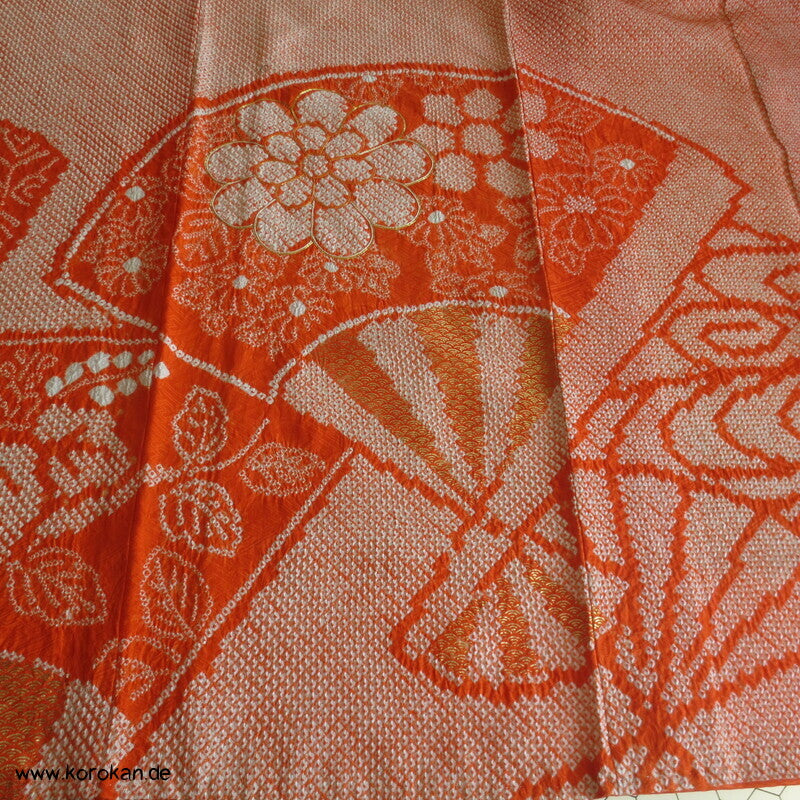 Full Shibori riesige Fächer, teils Goldstickerei Furisode Seiden Kimono