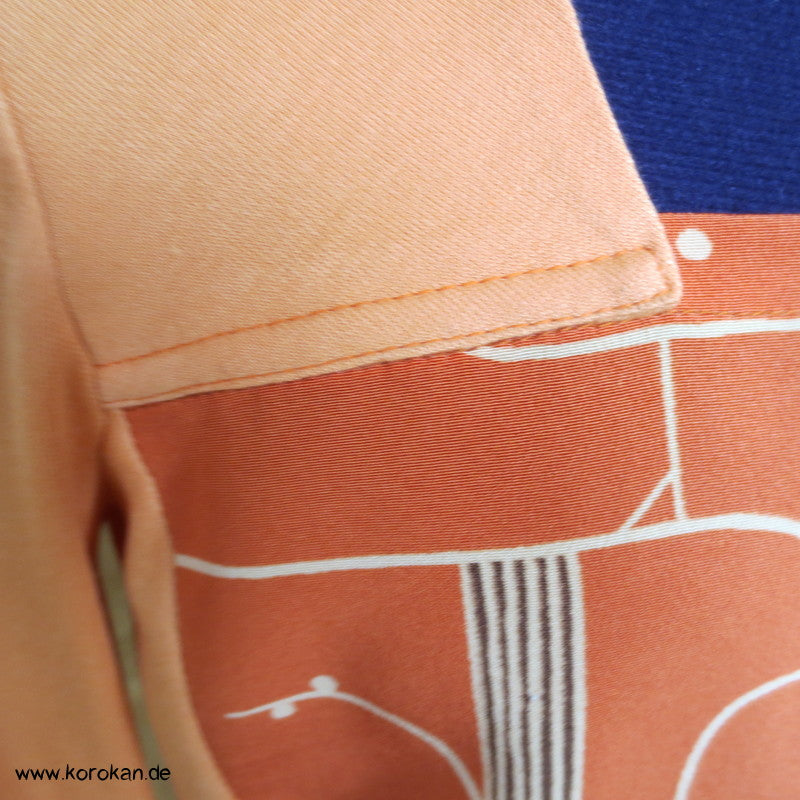 Vintage Langarm Shirt, Kombi aus Muster Kimono Seide Panel + Baumwoll Jersey