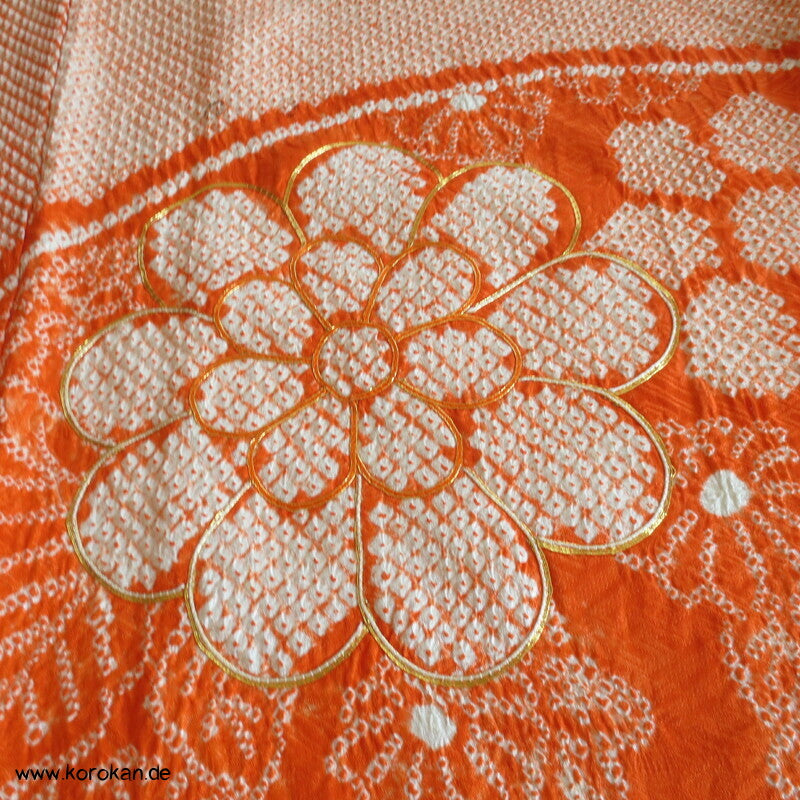 Full Shibori riesige Fächer, teils Goldstickerei Furisode Seiden Kimono