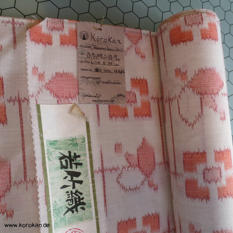 Woll Kimono Stoff mit geometrischem Kasuri Druck