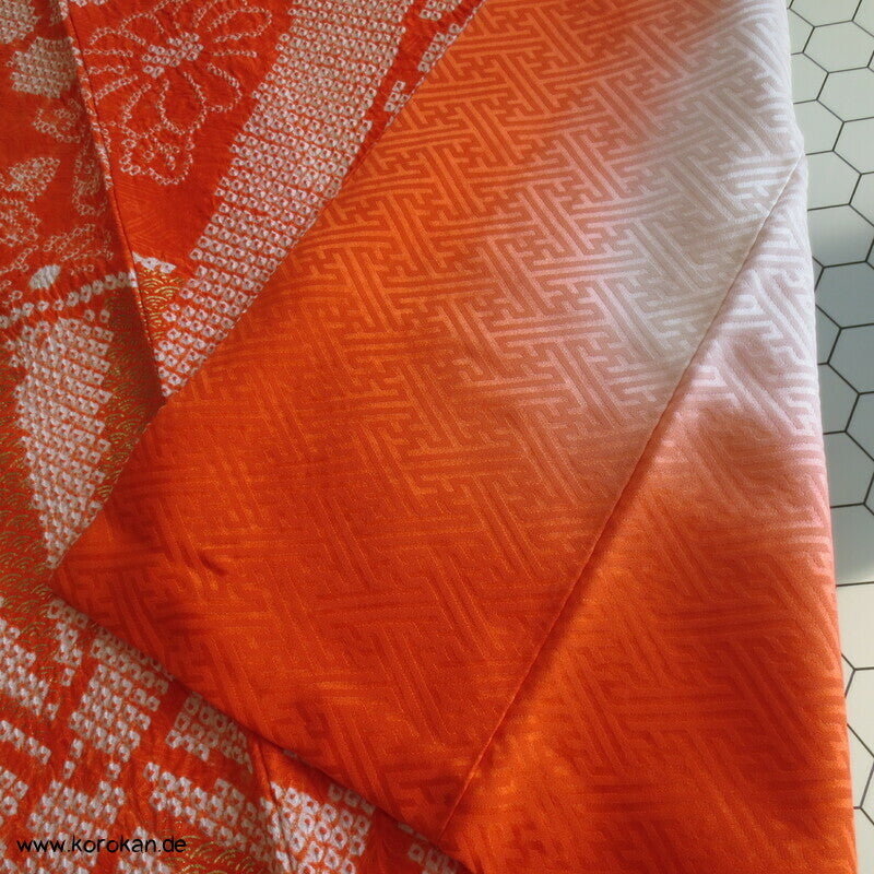 Full Shibori riesige Fächer, teils Goldstickerei Furisode Seiden Kimono