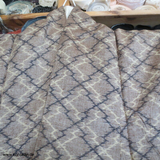 japanischer Baumborke Matsukawabishi Kasuri Tsumugi Seiden Kimono