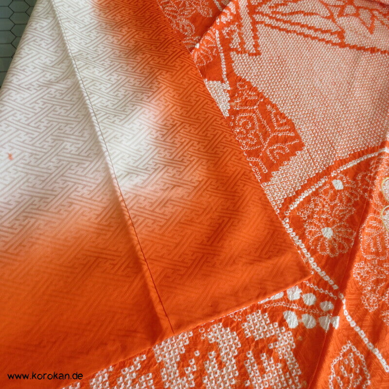 Full Shibori riesige Fächer, teils Goldstickerei Furisode Seiden Kimono