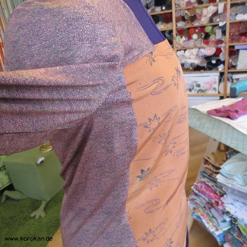 Vintage Langarm Shirt, Kombi aus Muster Kimono Seide Panel + Baumwoll Jersey