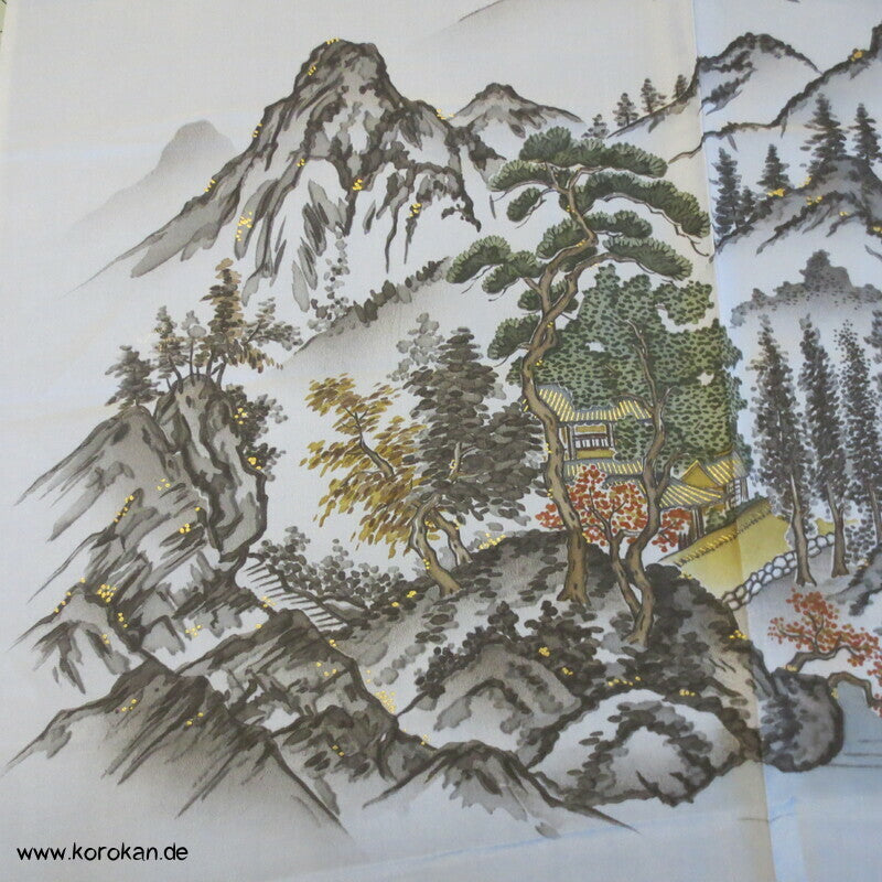 Bergtempellandschaft Männer Juban Kimono Seiden Karieba