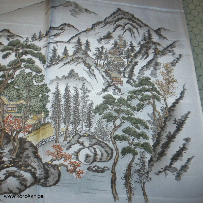 Bergtempellandschaft Männer Juban Kimono Seiden Karieba