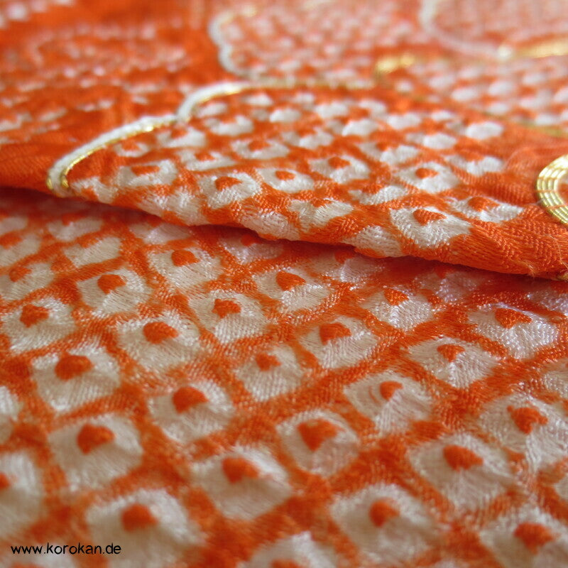 Full Shibori riesige Fächer, teils Goldstickerei Furisode Seiden Kimono