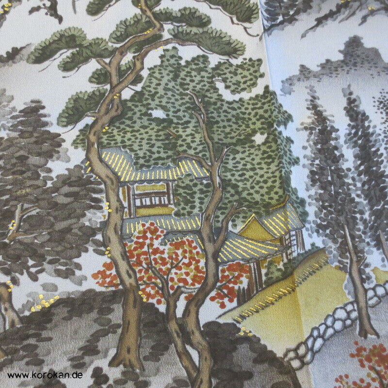 Bergtempellandschaft Männer Juban Kimono Seiden Karieba