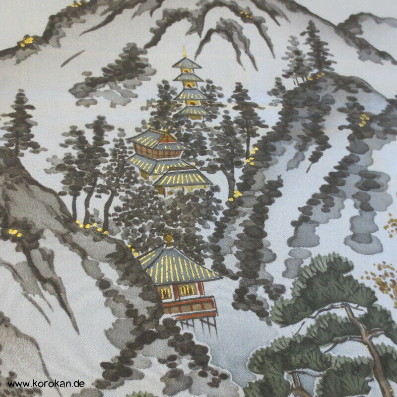 Bergtempellandschaft Männer Juban Kimono Seiden Karieba