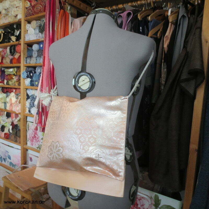flache Taiko Trommel Kimono Seidenbrokat Tasche mit Obijime Träger, Unikat