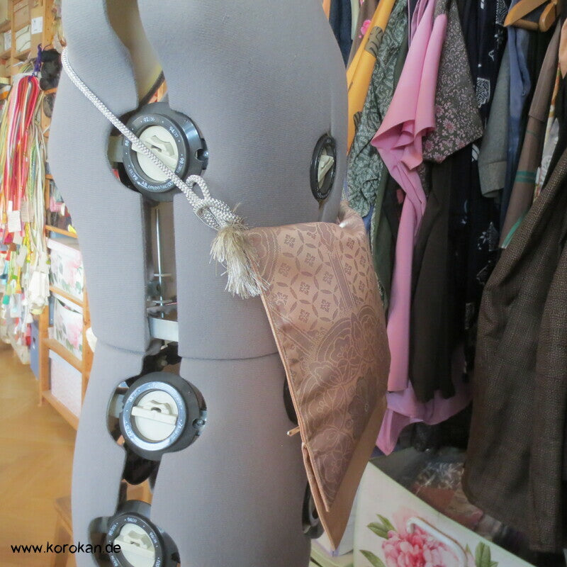 flache Taiko Trommel Kimono Seidenbrokat Tasche mit Obijime Träger, Unikat